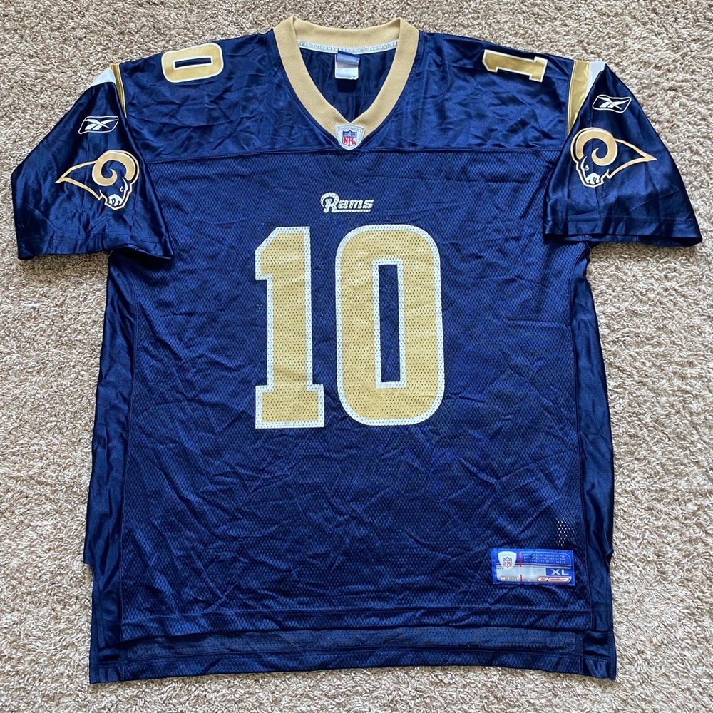 Vintage St. Louis Rams Marc Bugler #10 Reebok NFL On Field Jersey Men's Size XL